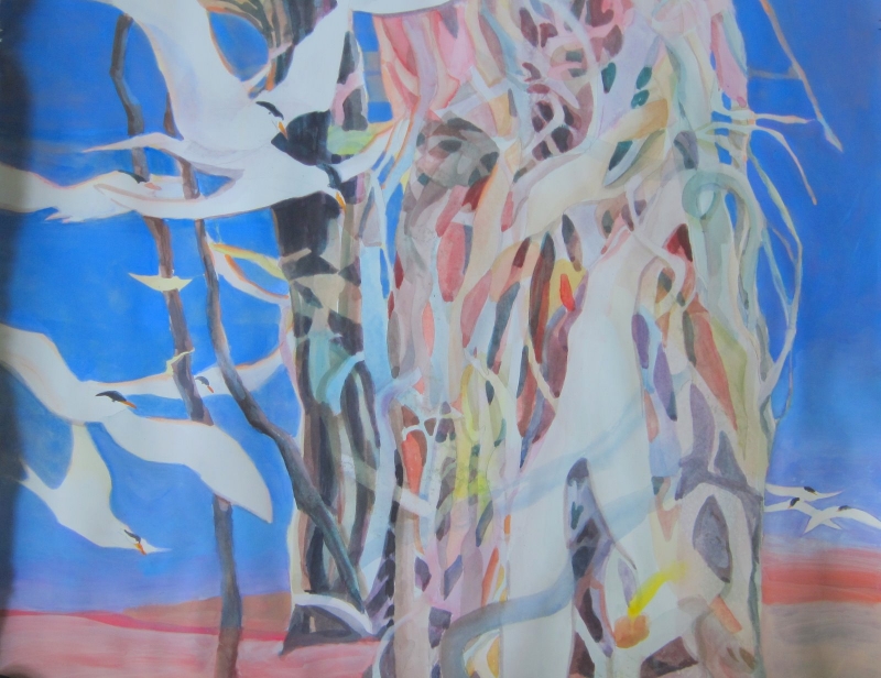Gulls and Stranglin' Fig in Blue
